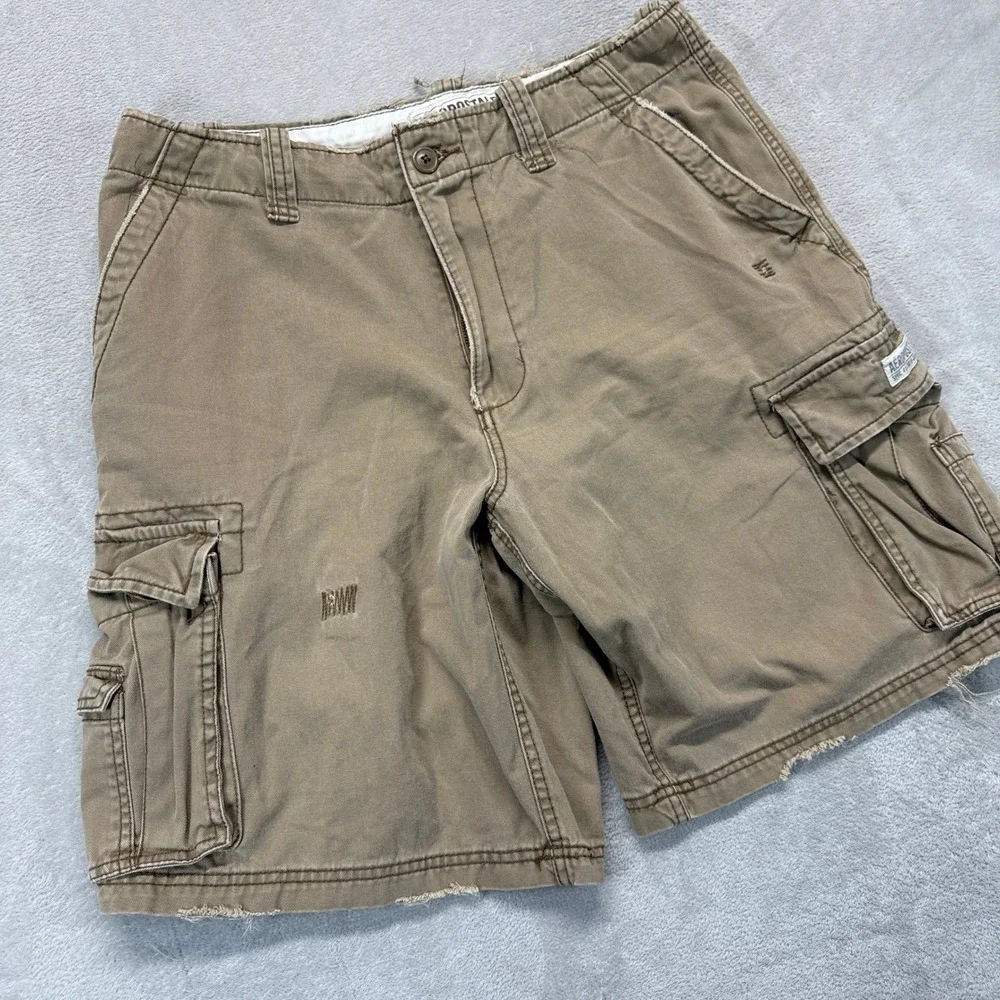 Vintage Aeropostale Shorts Men's 32 Cargo Y2K Brown Utility Gorpcore 100% Cotton